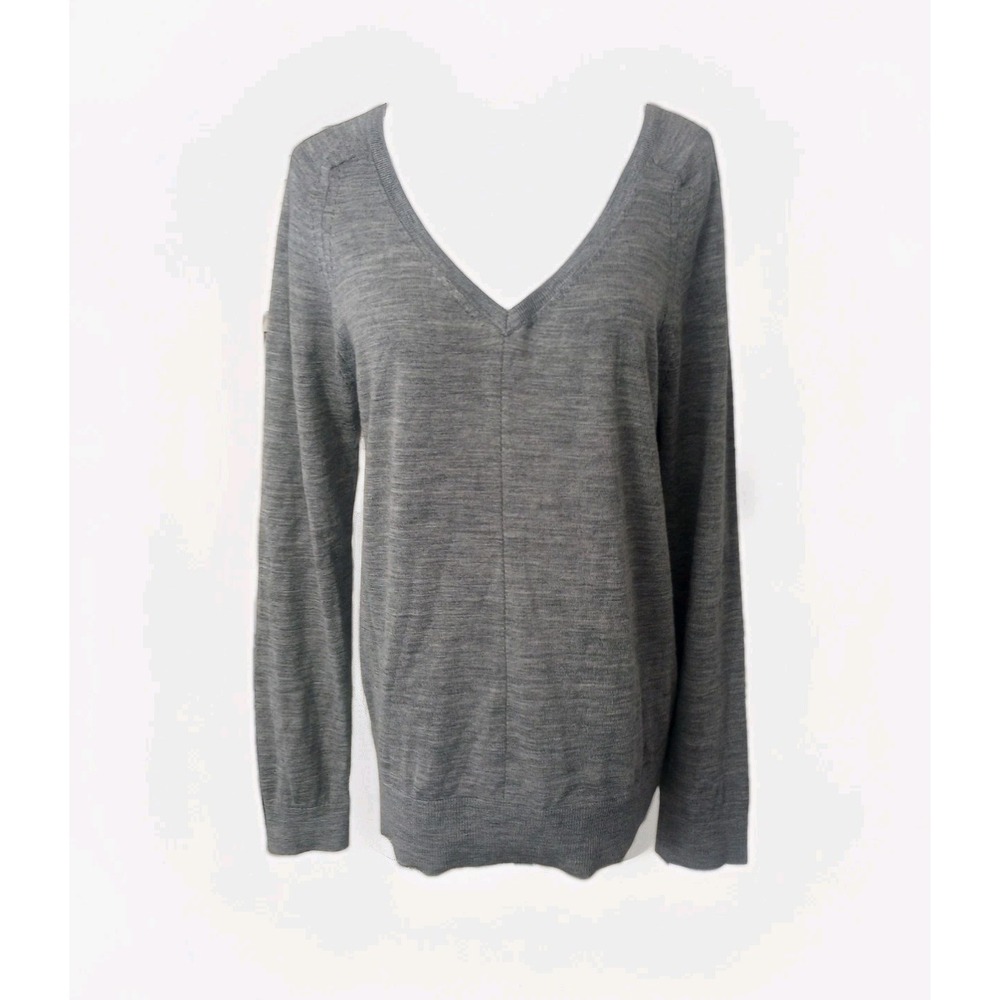 Loft Sweater Womens Size L Knit Solid Gray Wool-Blend Light Luxury Chic Lounge